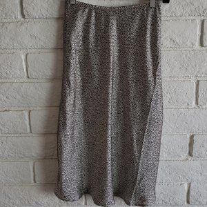 Sienna Sky Leopard Animal Cheetah Print Satin Midi Skirt in Tan/Black Si…